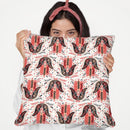 Red Hamsa Hand Pattern Throw Pillow By Cat Coq