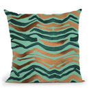 Sage Copper Zebra Print Throw Pillow By Cat Coq