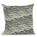 Teal Bronze Japanese Seigaiha Wave Square Throw Pillow By Cat Coq