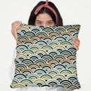 Teal Bronze Japanese Seigaiha Wave Square Throw Pillow By Cat Coq
