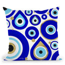 White Evil Eye Charms Square Throw Pillow By Cat Coq
