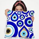 White Evil Eye Charms Square Throw Pillow By Cat Coq