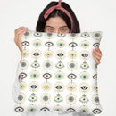 White Evil Eyes Pattern Throw Pillow By Cat Coq