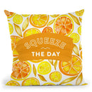 Yellow Squeeze The Day Throw Pillow By Cat Coq