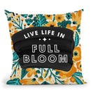 Yellow Teal Live Life In Full Bloom Throw Pillow By Cat Coq