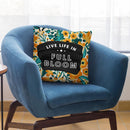Yellow Teal Live Life In Full Bloom Throw Pillow By Cat Coq