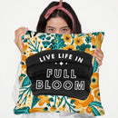 Yellow Teal Live Life In Full Bloom Throw Pillow By Cat Coq