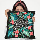 Charcoal Pink Going And Growing Throw Pillow By Cat Coq