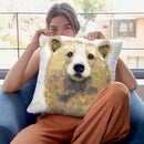 Golden Forest - Bear Throw Pillow By Color Bakery
