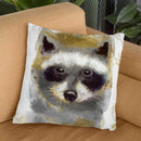 Golden Forest - Raccoon Throw Pillow By Color Bakery