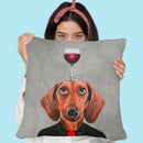Daschund With Wineglass Throw Pillow By Coco De Paris