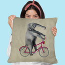 Elephant On Bicycle Throw Pillow By Coco De Paris