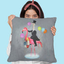 Flamingo With Cow Throw Pillow By Coco De Paris