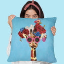 Flower Power Girafe Throw Pillow By Coco De Paris