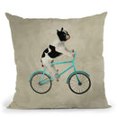 French Bulldog On Bicycle Throw Pillow By Coco De Paris