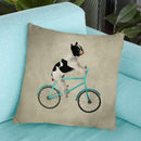 French Bulldog On Bicycle Throw Pillow By Coco De Paris