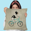 French Bulldog On Bicycle Throw Pillow By Coco De Paris