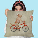 Golden Retriever On Bicycle Throw Pillow By Coco De Paris