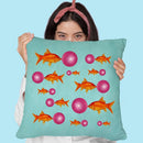 Goldfishes With Bubblegum Throw Pillow By Coco De Paris