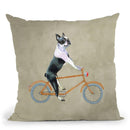 Boston Terrier On Bicycle Throw Pillow By Coco De Paris