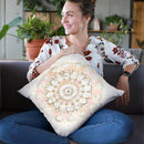 Modern Mandala Square Champagne Throw Pillow By Danhui
