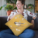Black Capped Chickadee On Gold Throw Pillow By Danhui