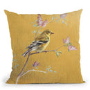 Female Goldfinch On Gold Throw Pillow By Danhui