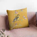 Female Goldfinch On Gold Throw Pillow By Danhui