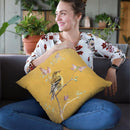 Female Goldfinch On Gold Throw Pillow By Danhui