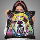 English Bulldog Square Throw Pillow By Dean Russo