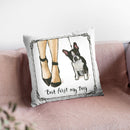 Furry Fashion Friends Ii But First Throw Pillow By Emily Adams