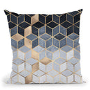 Soft Blue Gradient Cubes Throw Pillow By Elisabeth Fedrikson