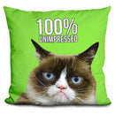 Grumpy Cat 100% Unimpressed Throw Pillow