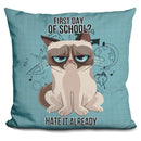 Grumpy Cat First Day Of School Throw Pillow