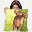Red Dachshund Throw Pillow By George Dyachenko