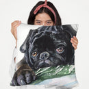 Black Pug Throw Pillow By George Dyachenko
