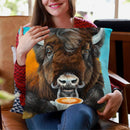 Bison Latte Throw Pillow By Holly Simental