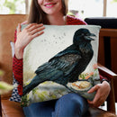 Breakfast With A Raven Throw Pillow By Holly Simental