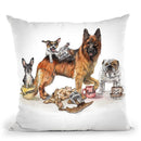 Coffee Dogs Throw Pillow By Holly Simental