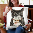 Purrfect Morning Throw Pillow By Holly Simental