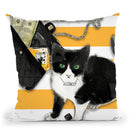 Black And White Cat Throw Pillow by Jodi Pedri