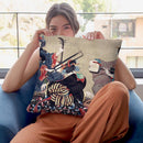 Three Women Playing Musical Throw Pillow By Katsushika Hokusai