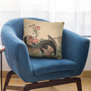 Cock, Hen, And Nadeshiko (Dianthus Superbus) Throw Pillow By Katsushika Hokusai