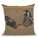 Gamecocks Throw Pillow By Katsushika Hokusai