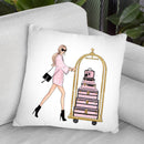 Girl With Suitcases Blond Throw Pillow By Lana Leonteva