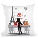 Paris Travel Black Eiffel Throw Pillow By Lana Leonteva