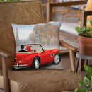 A Ride In Paris Red Car Throw Pillow by Marco Fabiano