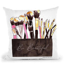 Make Up Brushes Throw Pillow By Mercedes Lopez Charro