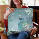 Pink Peacock Mint Throw Pillow By Monika Strigel