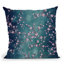 Sakura Love Teal Throw Pillow By Monika Strigel